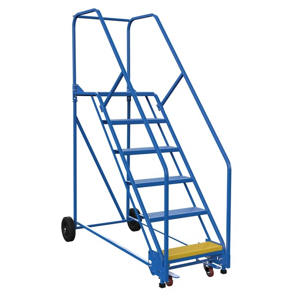 90 H Steel Warehouse Ladder, 58 deg Perf, 6 Step, 21", 6 Steps